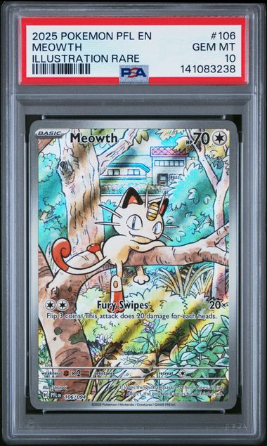 2025 POKEMON PHANTASMAL FLAMES MEOWTH #106 PSA 10