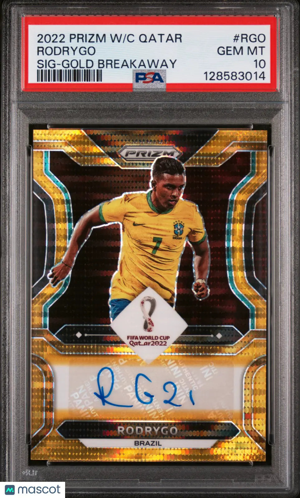 Rodrygo PSA 10 /10 GOLD Breakaway 2022 Prizm World Cup Auto Autograph Brazil