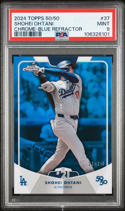 2024 Topps - Shohei Ohtani 50/50 - HR #21 - Blue Refractor - Limited to /150 - #37- PSA Graded Card
