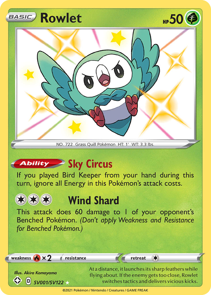 Rowlet Sv001 122 Shiny Vault Holofoil