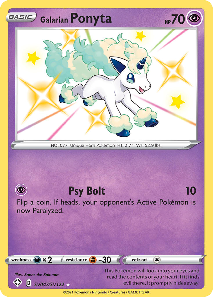 Galarian Ponyta Sv047 122 Shiny Vault Holofoil