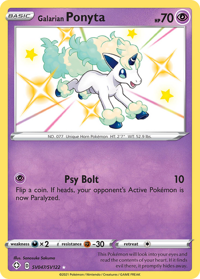 Galarian Ponyta Sv047 122 Shiny Vault Holofoil