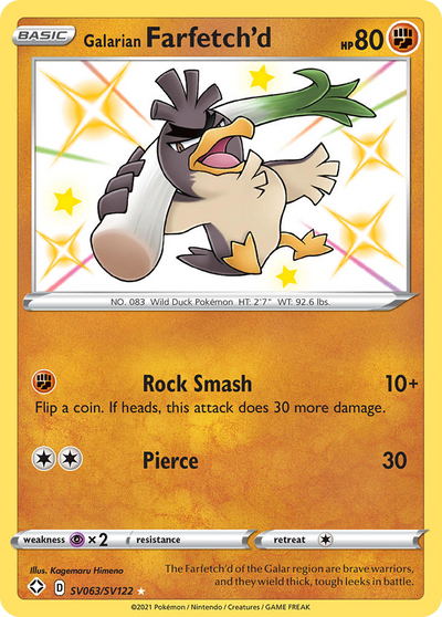 Galarian Farfetch'd Sv063 122 Shiny Vault Holofoil