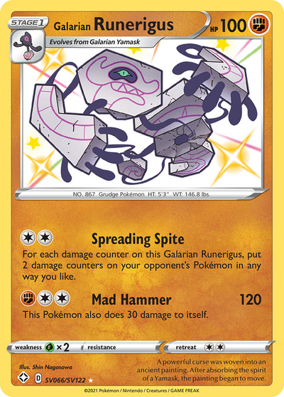 Galarian Runerigus Sv066 122 Shiny Vault Holofoil