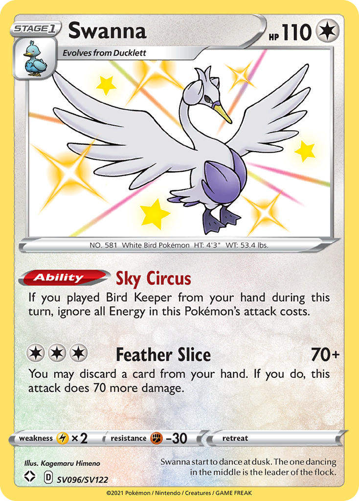 Swanna Sv096 122 Shiny Vault Holofoil