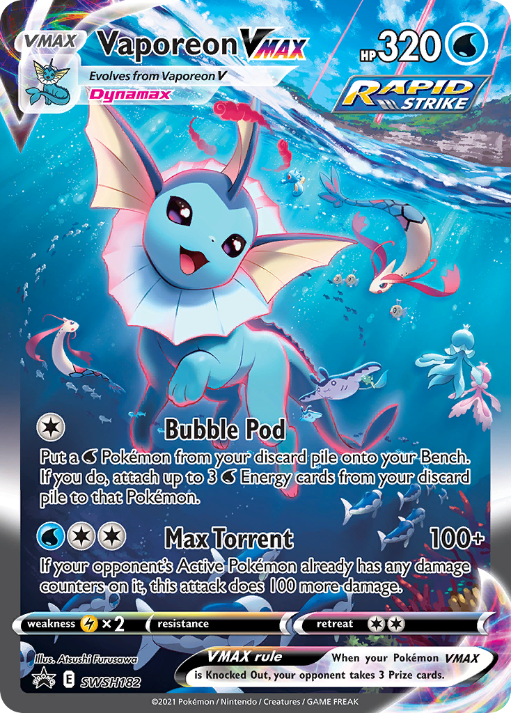 Vaporeon Vmax Swsh182 298 Swsh Black Star Promos Holofoil Lp