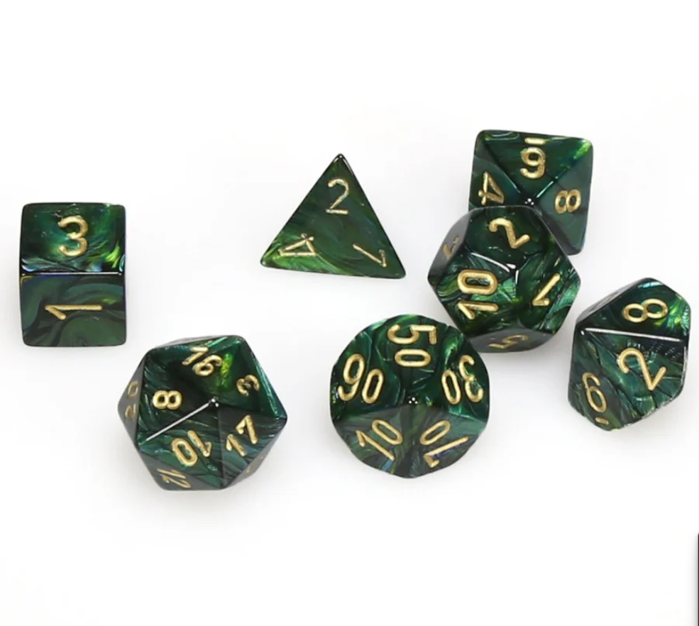 Chessex: Scarab Jade/Gold 7-Die Set