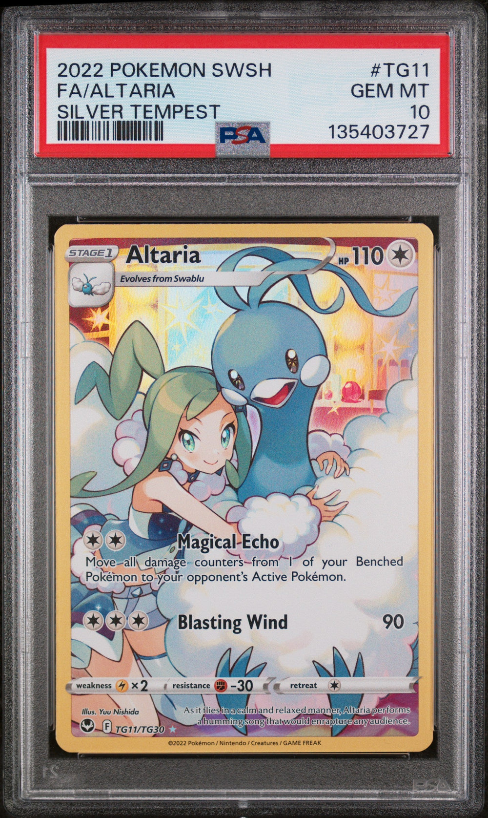 2022 POKEMON SWORD & SHIELD SILVER TEMPEST #TG11 FA/ALTARIA SILVER TEMPEST