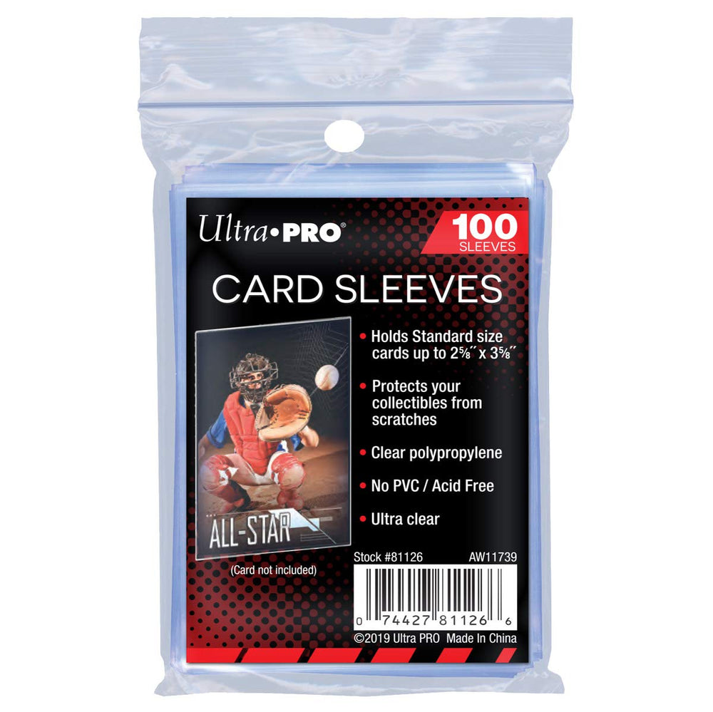 Ultra Pro 100 Pcs Soft Card Sleeves, 2 5/8 x 3 5/8-Inches