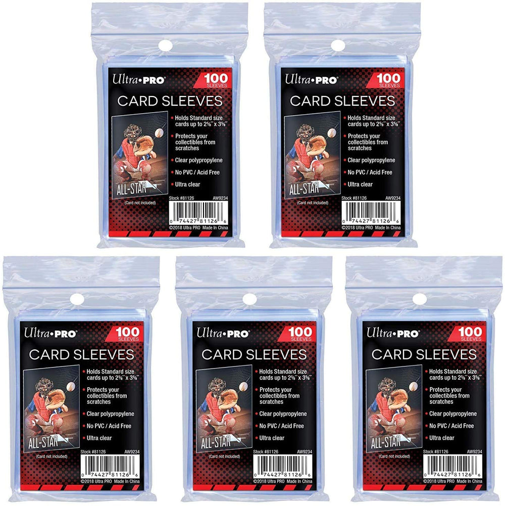 Ultra Pro 5 (Five) Pack Lot of 100 Soft Sleeves/Penny Sleeve for Baseball Cards & Other Sports Cards