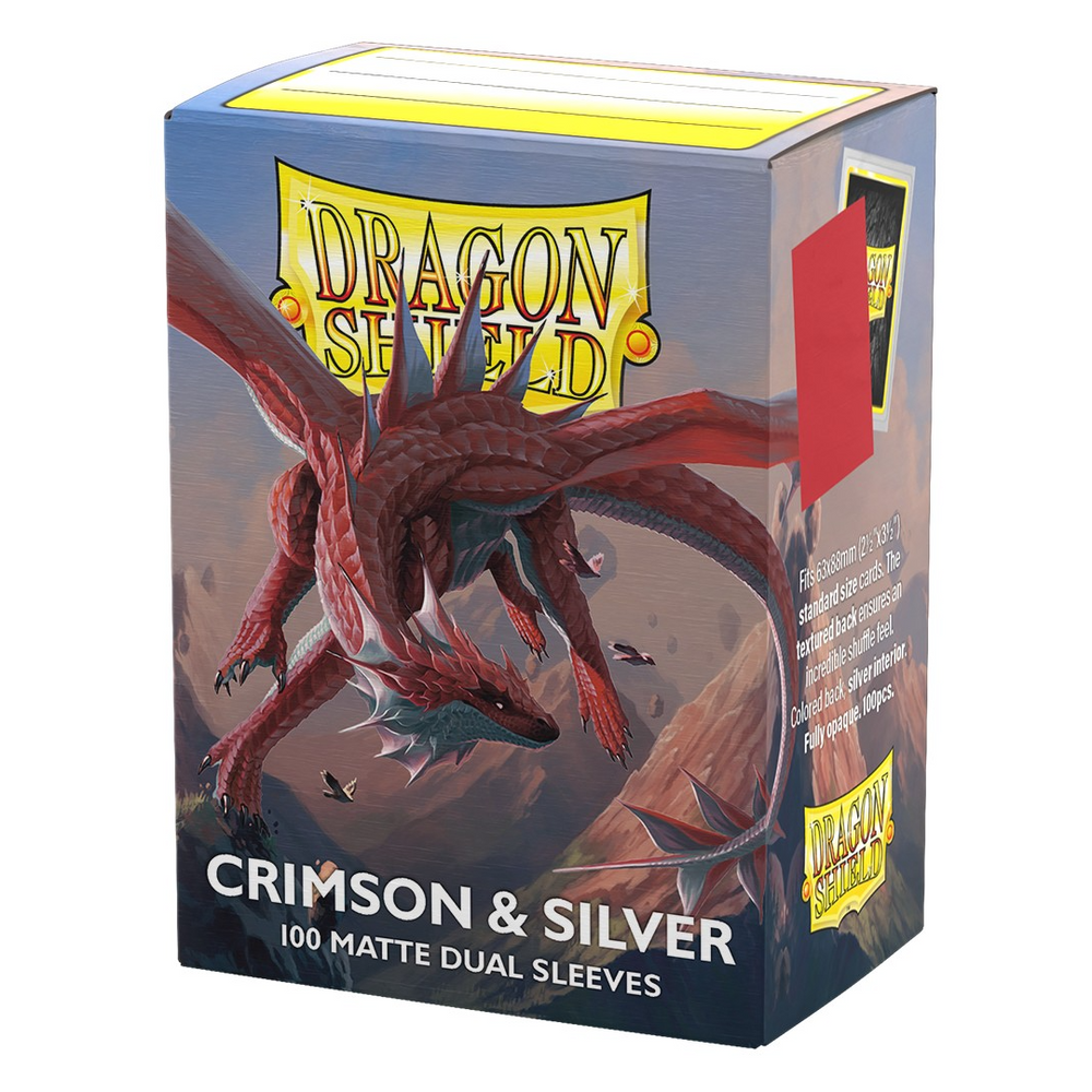 Dragon Shield Sleeves: Standard Matte Dual 100 Count - CRIMSON & SILVER