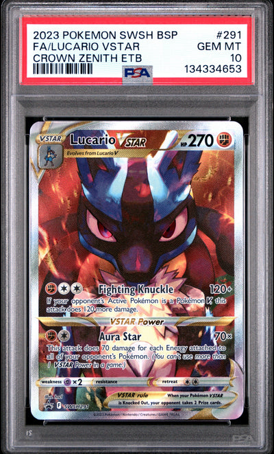 2023 Pokemon SWSH Black Star Promo - #SWSH291 Lucario VSTAR - Crown Zenith ETB - PSA Graded Card