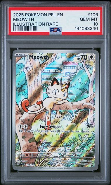 2025 POKEMON PHANTASMAL FLAMES MEOWTH #106 PSA 10