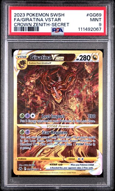 2023 POKEMON CROWN ZENITH GIRATINA VSTAR #GG69 PSA 9