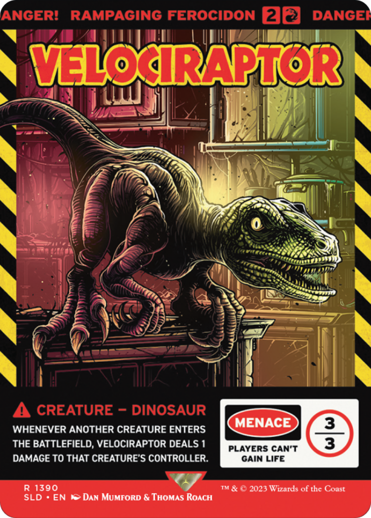 Rampaging Ferocidon (SLD-1390) - Secret Lair Drop / Velociraptor: (Full Art) (Borderless)