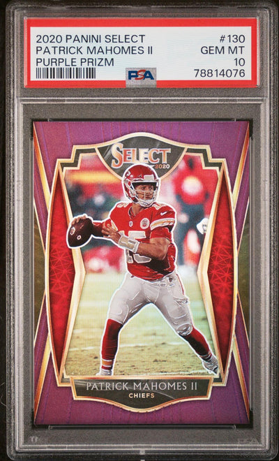 2020 Panini Select Patrick Mahomes II #130 Purple Prizm /75 PSA 10