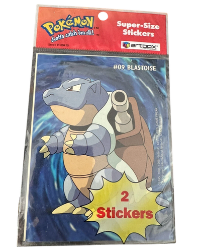 1998 Pokemon Artbox Blastoise Super Size 2 Stickers : Rapidash, Squirtle, Horsea and Cloyster