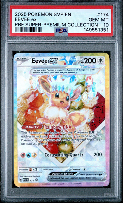 2025 POKEMON SVP EN-SV BLACK STAR PROMO 174 EEVEE EX PRISMATIC EVOLUTIONS SUPER-PREMIUM COLLECTION PSA 10