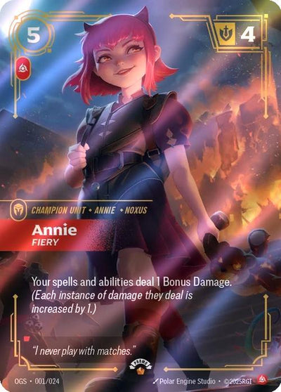 Annie - Fiery - 001/024 [Riftbound Organized Play Promotional Cards] [Foil]
