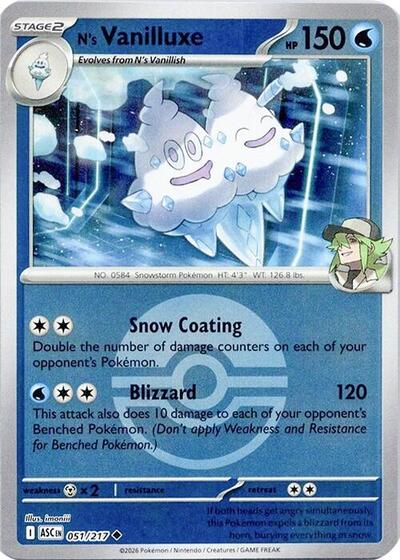 N's Vanilluxe - Poké Ball - 051/217 - Uncommon [me025-051] [Reverse Holo]