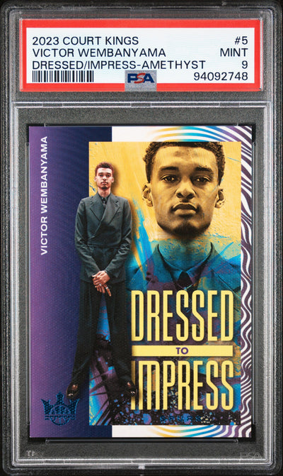 2023 Panini Court Kings Dressed to Impress - #5 - Victor Wembanyama - Amethyst Limited to /99 - PSA Graded Card