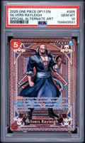 2025 ONE PIECE OP11-A FIST OF DIVINE SPEED #005 SILVERS RAYLEIGH SPECIAL ALTERNATE ART PSA 10