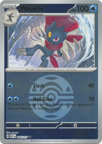 Weavile - Dusk Ball - 045/217 - Uncommon [me025-045] [Reverse Holo]