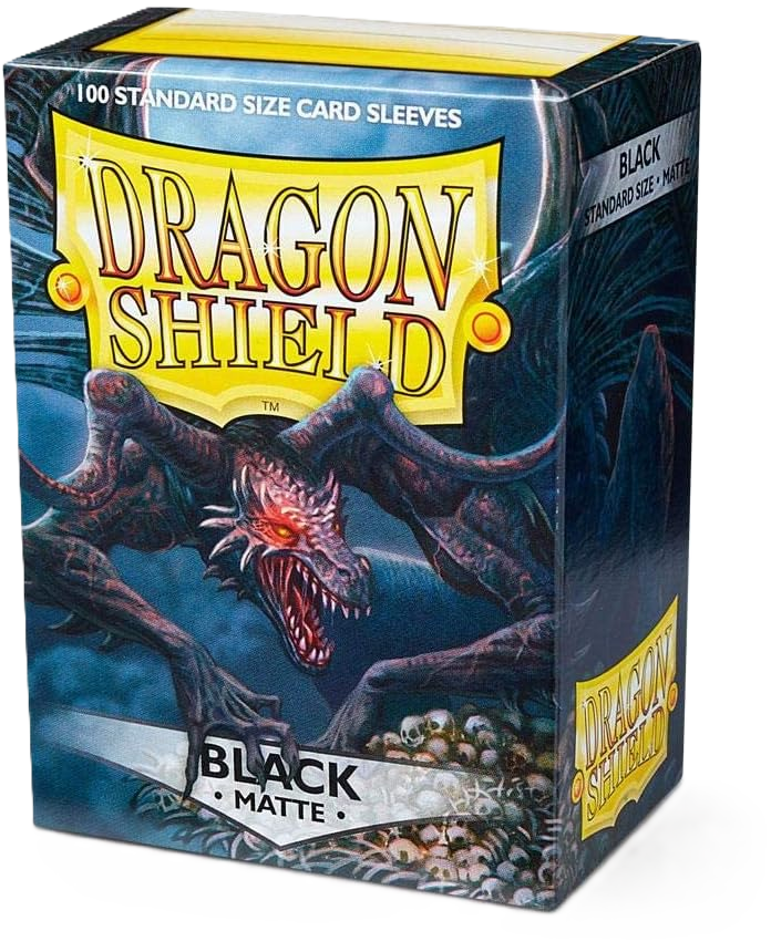 Dragon Shield Matte Black Standard Size Card Sleeves Display Box - 10 Packs