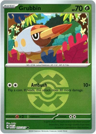 Grubbin - Quick Ball - 017/217 - Common [me025-017] [Reverse Holo]