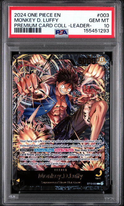 2024 ONE PIECE PREMIUM CARD COLLECTION -LEADER COLLECTION- 003 MONKEY D. LUFFY PSA 10