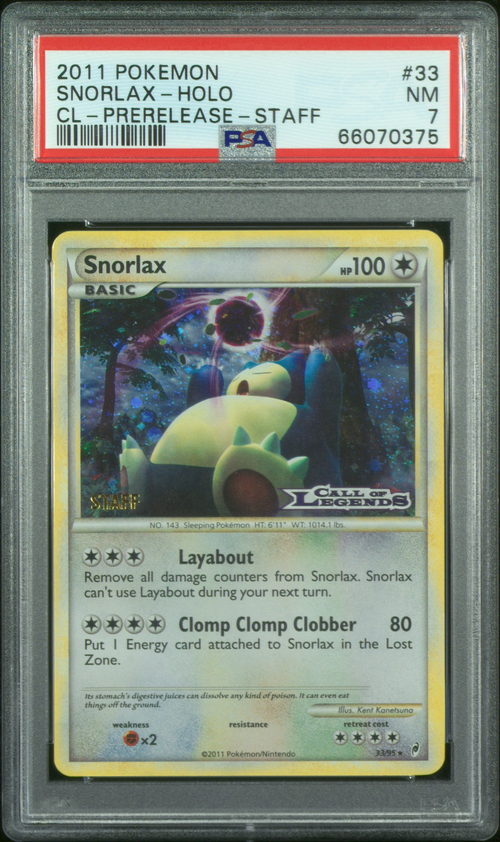 PSA 7 SNORLAX-HOLO CL-PRERELEASE-STAFF