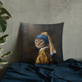 Cat with Pearl Earring Pillow
