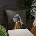 Cat with Pearl Earring Pillow