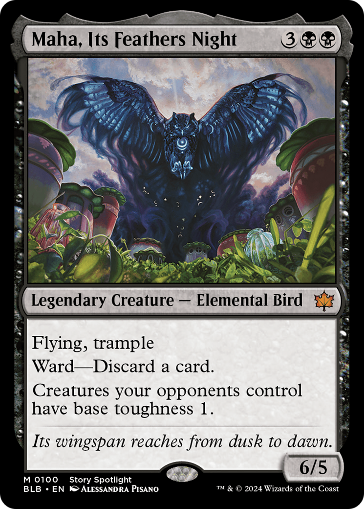 Maha, Its Feathers Night (BLB-100) - Bloomburrow Foil