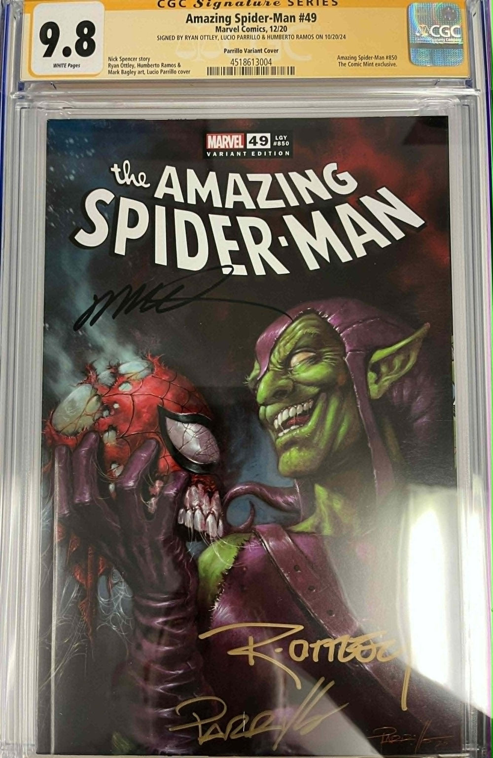 CGC 9.8 Signature Series Amazing Spider-Man #49 Signed by Ryan Ottley, Lucio Parrillo & Humberto Ramos