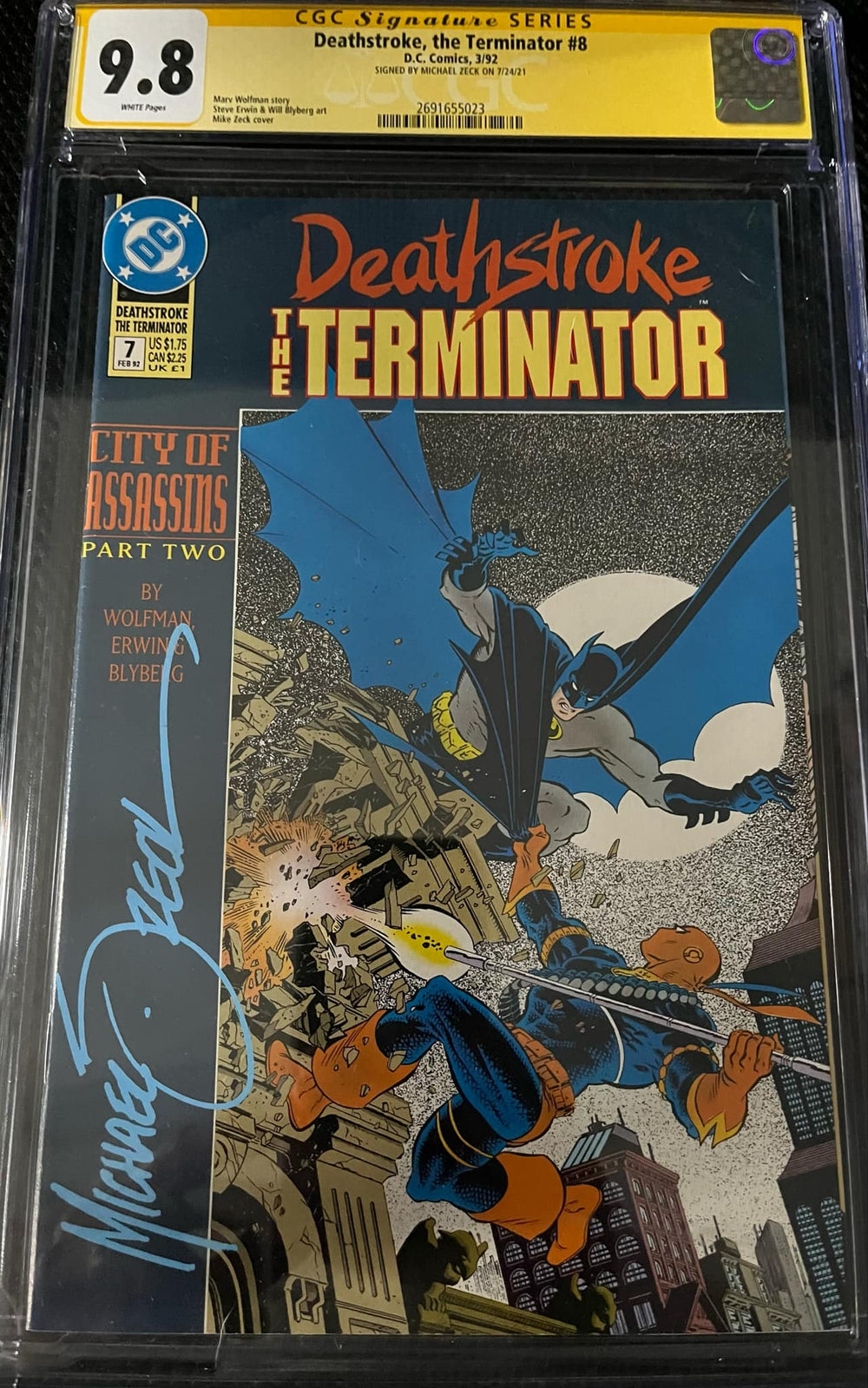 CGC 9.8 Signature Series Deathstroke, the Terminator #8 Signed by Mike Zeck