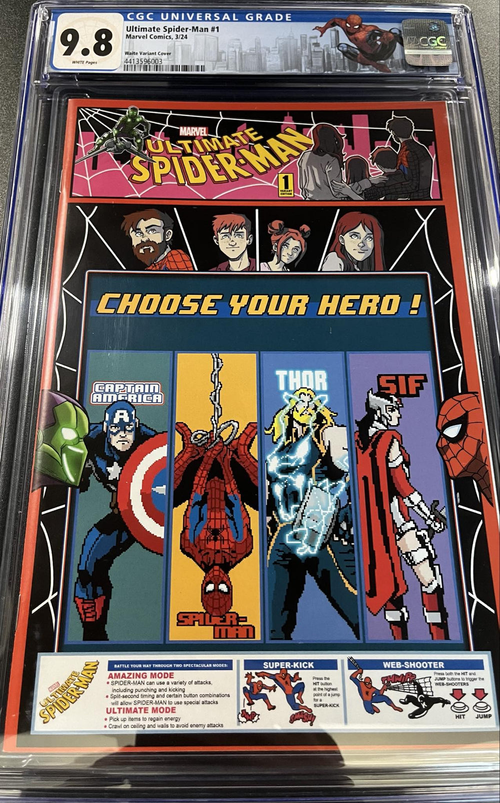 CGC 9.8 Ultimate Spider-Man #1 Waite 8-Bit Gaming Variant Cover