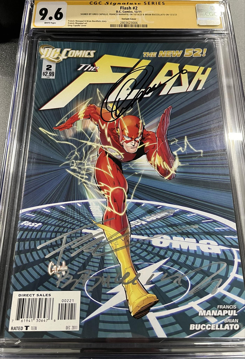 CGC Signature Series 9.6 Flash #2 Variant Signed by Greg Capullo, Francis Manapul & Brian Buccellato