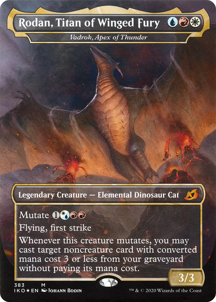 Vadrok, Apex of Thunder (IKO-383) - Ikoria: Lair of Behemoths / Rodan, Titan of Winged Fury (Borderless) Foil