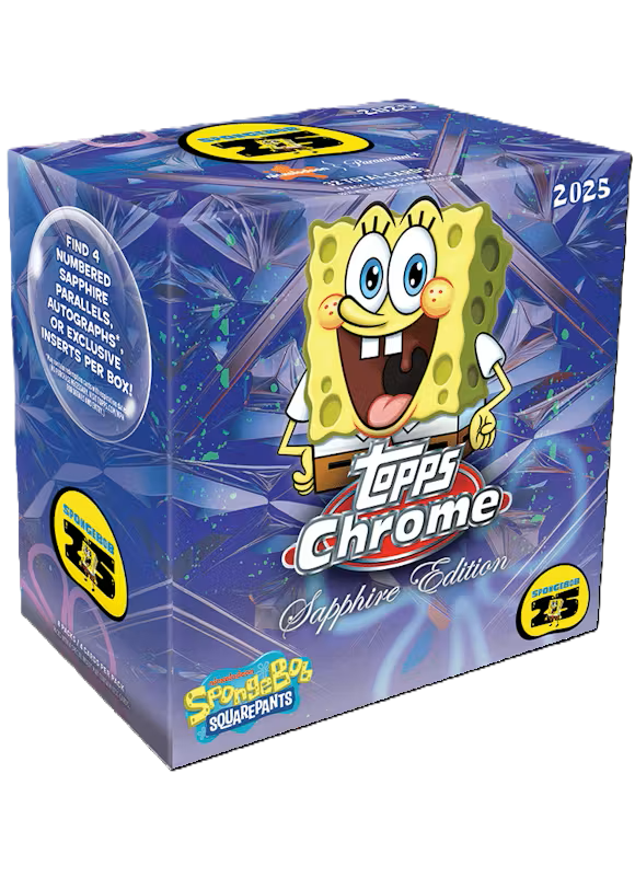2025 Topps Chrome Spongebob Squarepants 25th Anniversary Sapphire Edition 10 Box Case
