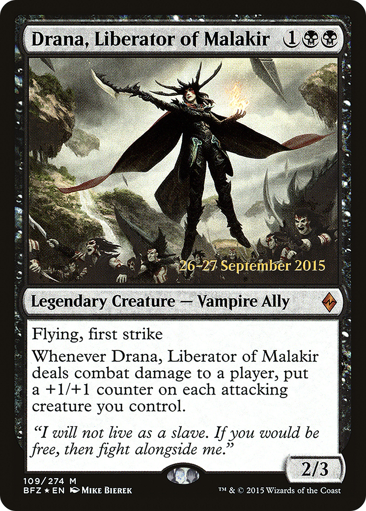 Drana, Liberator of Malakir (PRE-109S) - Battle for Zendikar Promos Foil