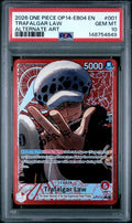2026 ONE PIECE OP14-EB04-THE AZURE SEA'S SEVEN TRAFALGAR LAW ALTERNATE ART #001 PSA 10