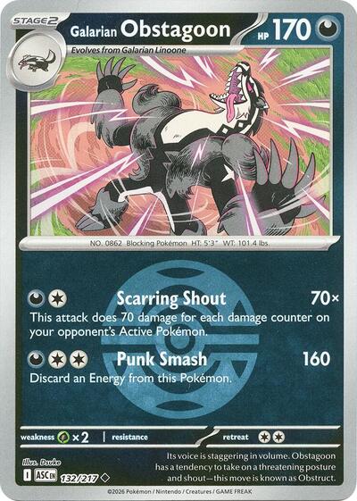 Galarian Obstagoon - Dusk Ball - 132/217 - Uncommon [me025-132] [Reverse Holo]