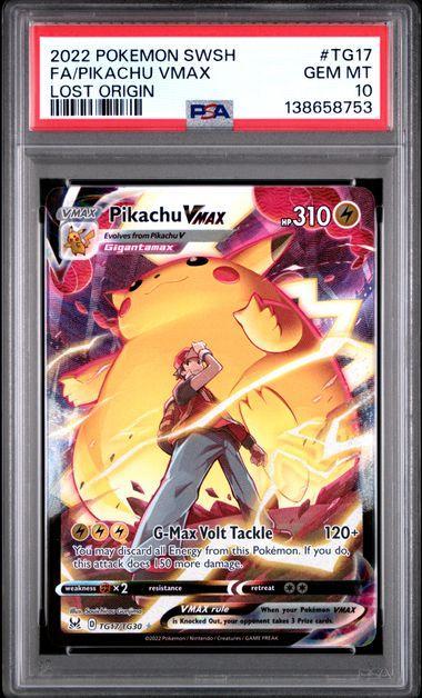 2022 POKEMON SWORD & SHIELD LOST ORIGIN #TG17 FA/PIKACHU VMAX LOST ORIGIN PSA 10