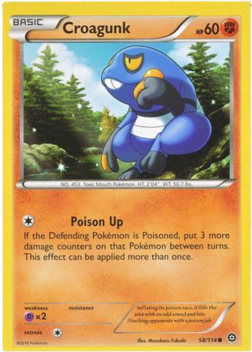 Croagunk - 58/114 - Common - XY Steam Siege (Square Cut Misprint)