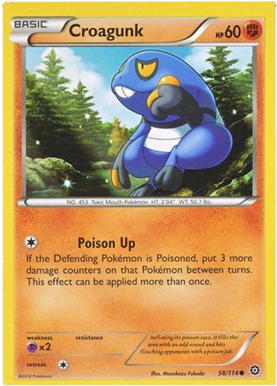 Croagunk - 58/114 - Common - XY Steam Siege (Square Cut Misprint)