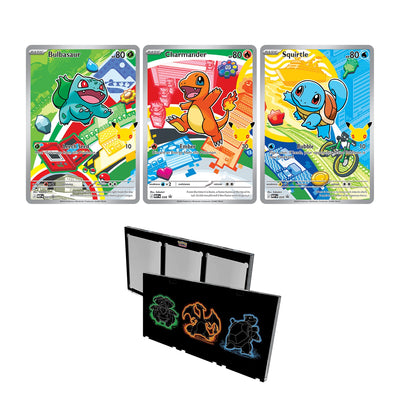 2026 Pokemon - First Partner Illustration Collections with Card Display Kit - Bulbasaur #37 Charmander #38 Squirtle #39 - Ungraded Raw Cards
