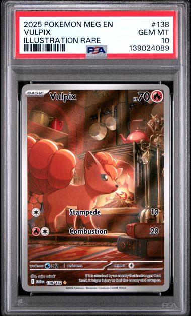 2025 POKEMON MEG EN-MEGA EVOLUTION VULPIX ILLUSTRATION RARE #138 PSA 10