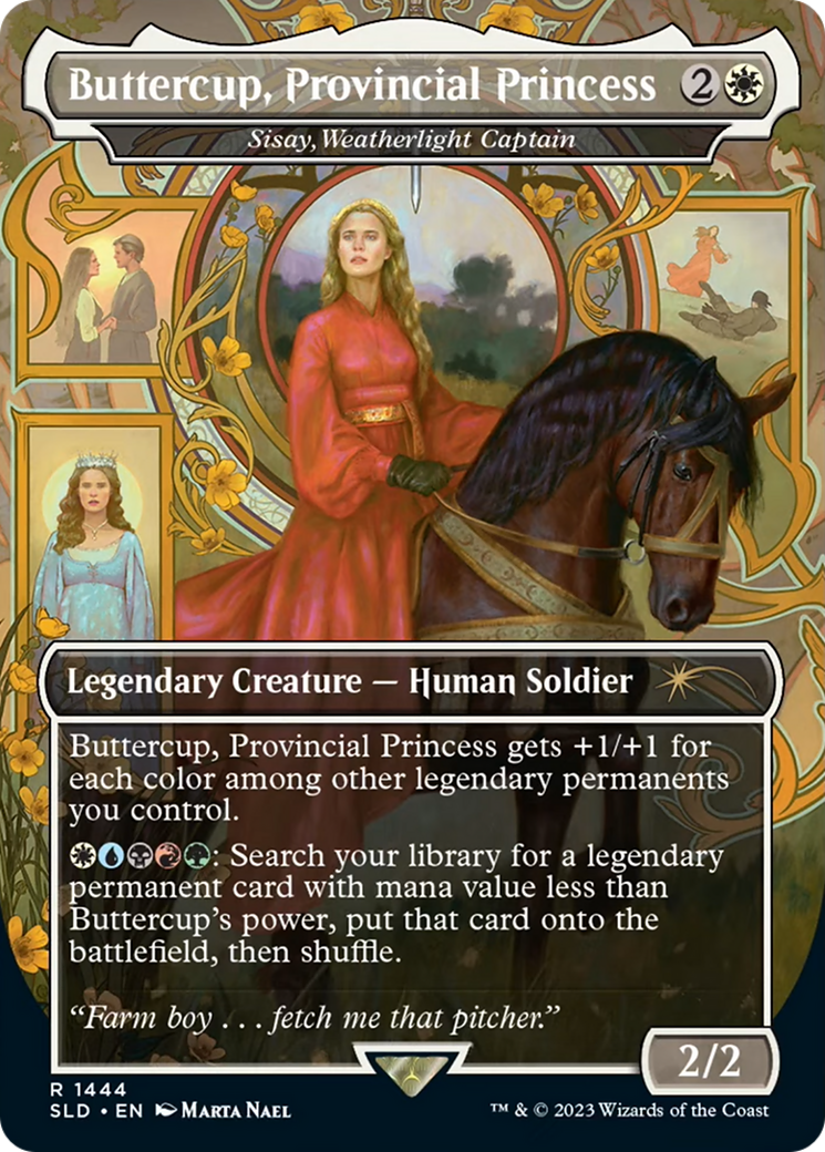 Sisay, Weatherlight Captain (SLD-1444) - Secret Lair Drop / Buttercup, Provincial Princess (Borderless) Foil