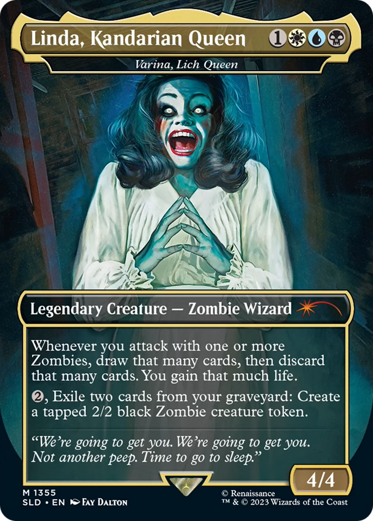 Varina, Lich Queen (SLD-1355) - Secret Lair Drop / Linda, Kandarian Queen (Borderless) Foil